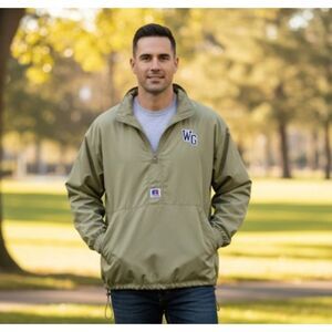 Russell Athletics Vintage Windbreaker Hoodie Pullover Zip Snap Jacket 2XL